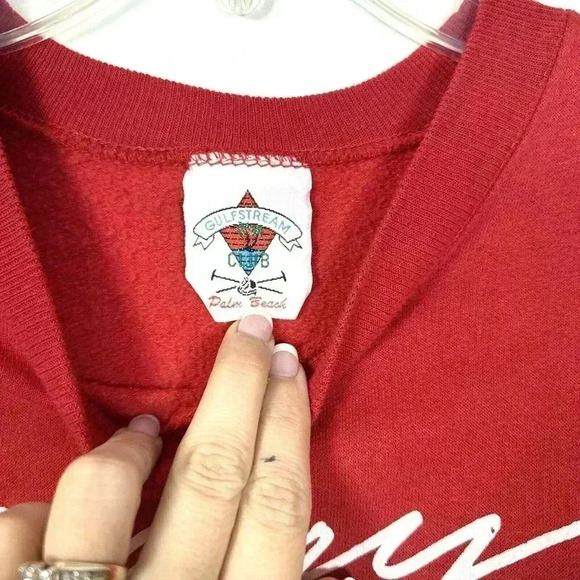 Vintage Merry Christmas Sweater Women XL Red Crew Neck Sweatshirt 90s Cotton - Picture 3 of 10